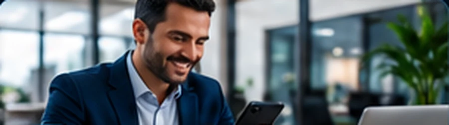 Business professional using a smartphone