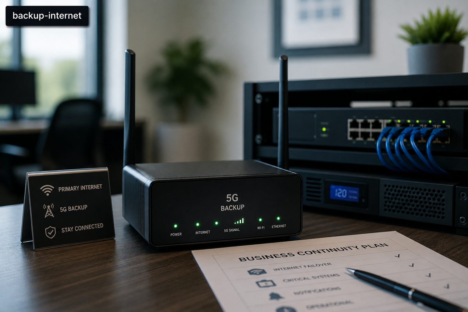 Business network equipment supporting backup internet