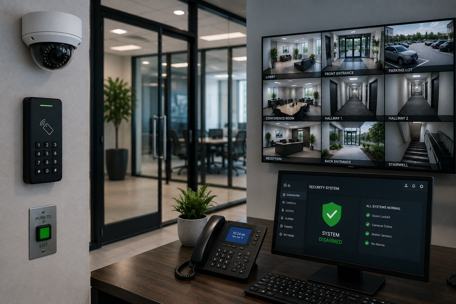 Commercial security cameras and surveillance monitoring